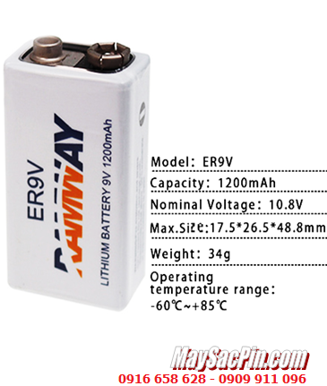 RAMWAY ER-9V; Pin nuôi nguồn RAMWAY ER-9V lithium 9v 1200mAh chính hãng